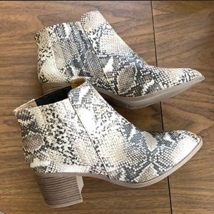 Maurice’s snakeskin booties